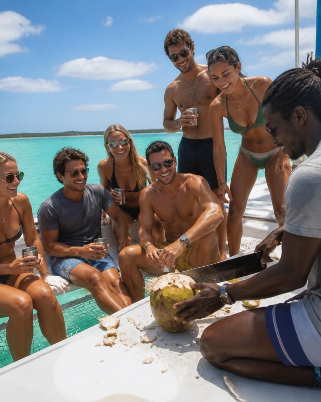 Aperitivo a bordo con la gente del posto